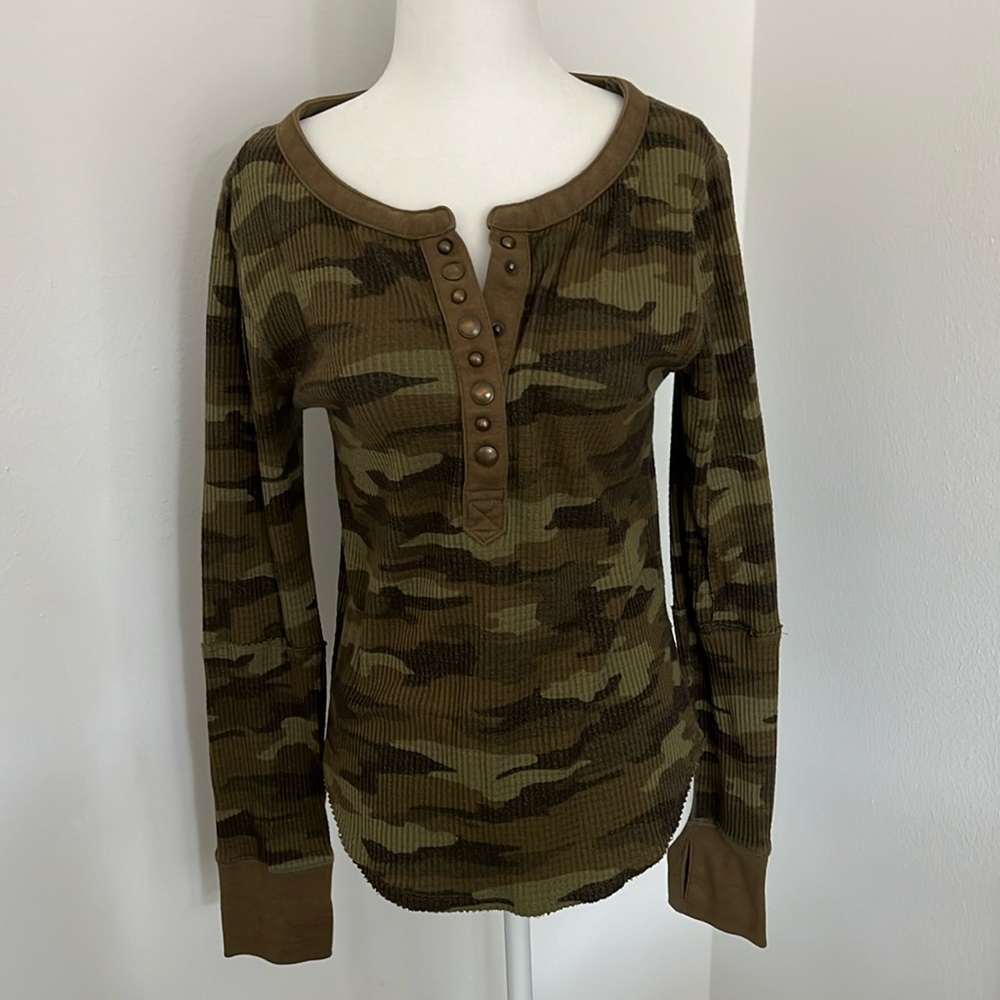 We The Free Camouflage Henley Top